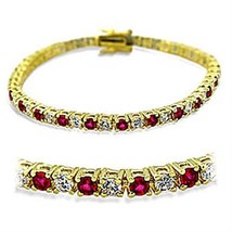 415901 - Gold Brass Bracelet with Synthetic Garnet in Ruby - $91.09 CAD