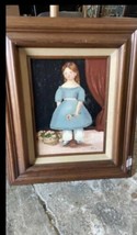 Oil canvas antique ann wilson signed painting girl flower Canvas Vintage Retro - £198.42 GBP