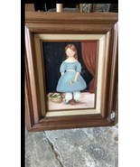 Oil canvas antique ann wilson signed painting girl flower Canvas Vintage... - $249.00