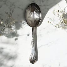 Antique Vintage Silverplate Bright Cut Serving Spoon Fluted Bowl Rockfor... - $23.17