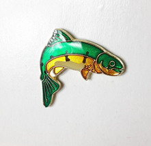 Jumping Fish Lapel Pin Green &amp; Gold Enamel Hat Tie Backpack Tac 1&quot; NOS - £3.48 GBP