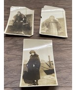 Vintage Lot of 3 Photographs Woman Dressed Up Fur Coat Roof OOAK KG JD - €10,31 EUR