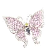 925 Sterling Silver Vintage Pendant Real Diamonds &amp; Gemstone Butterfly  ... - $99.39