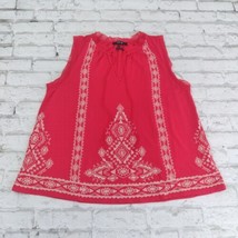 Miss Me Top Womens Small Red Embroidered Sleeveless V Neck Aztec Boho - £14.94 GBP