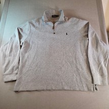 Polo Ralph Lauren XL Gray Cotton 1/4 Zip Pullover Sweater Knit Logo - $34.95