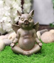 Zen Yoga Flying Pig Angel Hog Heavens Meditating In Lotus Pose Rustic St... - $401.77 MXN