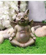Zen Yoga Flying Pig Angel Hog Heavens Meditating In Lotus Pose Rustic St... - $21.99
