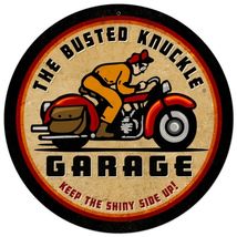 Busted Knuckle Garage Motorcycle Metal Sign 14" Round - $39.95