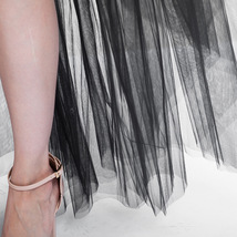 BLACK High-low Tulle Overskirt Women Elastic Waist Hi-lo Tulle Maxi Skirt image 6