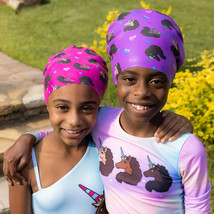 bundle of 2  Swim Cap Set Afro Unicorn perfect solution protect long volum hair - £23.18 GBP