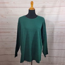 Carolyn Taylor Women&#39;s Hunter Green Crewneck Sweater with Metallic Green... - $17.81