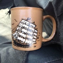 Vintage Otagiri Japan 8 Ounce Coffee Mug with Sailboat Ship and Seagulls - $12.16