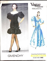 Vintage 1987, GIVENCHY Party Dress Pattern #1993, Size 10-UNCUT, Vogue P... - $22.00