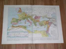 1925 Vintage Historical Map Of Roman Empire / Ancient Rome / Ancient Gaul France - £24.47 GBP