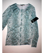 NWT $68 Karen Kane snake print top Medium Dark Gray White long sleeves New  - £8.04 GBP