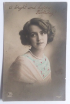 A Bright and Happy Birthday Portrait Young Lady Kiesel Antique Postcard c1910s - £7.81 GBP
