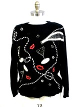 Retro A&amp;M Ugly Christmas Sweater Champagne New Years Eve  Black Embellis... - $1,469.95 MXN