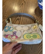 Vintage Coach Striped Applique Cross Body Purse Zipper - $34.40