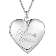 Necklace I Love You Heart Locket Photo Box Pendant Link Necklace 20&quot; - £7.00 GBP