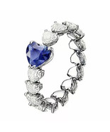 3Ct Lab Created Heart Cut Sapphire Wedding Ring in 14K White Gold Finish - $1,919.12 MXN