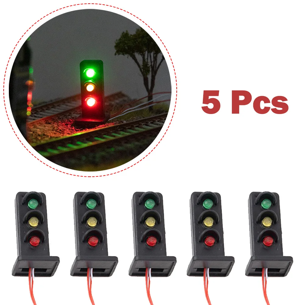 5Pcs HO Scale 2 Aspects Railroad LED Dwarf Signals 3 Lights Block Signal Lamp - £10.69 GBP
