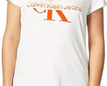 Calvin Klein Jeans Crew-Neck Ombre-Logo T-Shirt White Pomello Size Medium - $23.36