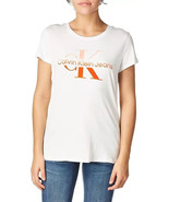 Calvin Klein Jeans Crew-Neck Ombre-Logo T-Shirt White Pomello Size Medium - £17.44 GBP