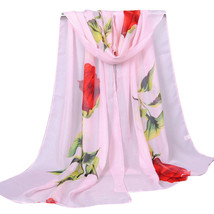 Fashion Rose Long Soft Wrap Ladies Shawl Chiffon Scarf - $9.75