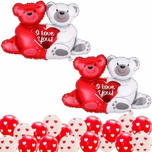 I Love You Teddy S - Huge 40 Inch, Pack Of 24 | White Red Heart S For  - £20.87 GBP