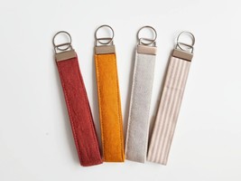 Key Fob Wristlets Organic Linen and Cotton Lanyard Key holder Bag access... - $8.50