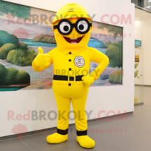 Lemon Yellow Wrist Watch mascot costume character dressed with a Jumpsuit and Ey - £1,011.27 GBP