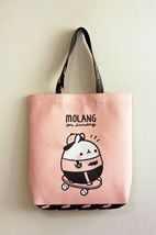 Molang Double sided Tote Bag Black and Pink Eco reusable Shoulder Shopper Pouch image 3
