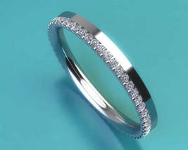 Vintage 14K White Gold Over 1.2CT Diamond Wedding Eternity Engagement Band Ring - £61.95 GBP
