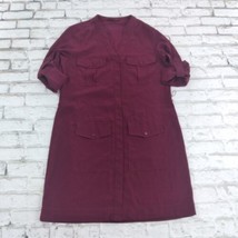 Express Shirt Dress Womens XS Red Button Up Roll Tab Sleeve Pockets - £14.93 GBP