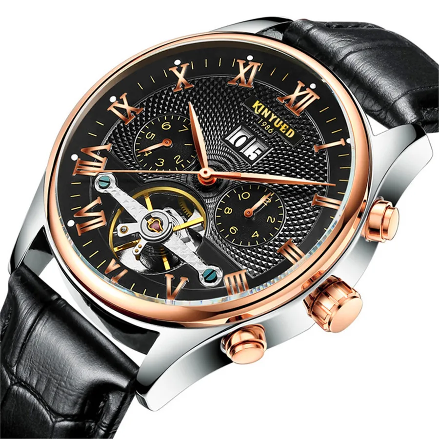 KINYUED Tourbillon Men  Fashion Business Automatic Mechanical Watch Men Casual L - £114.01 GBP