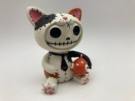 Large Furrybones Calico Cat Mao Mao With Fish Costume Cute Skeleton Figu... - $12.50