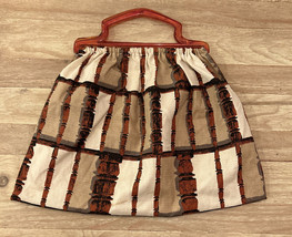 Vintage Purse Sewing Bag Barkcloth Plastic Handles Standard Textile Co. USA MADE - £21.26 GBP
