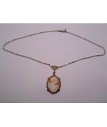 Antique art deco filigree cameo necklace vintage art nouveau - £122.93 GBP