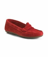 Piero Masetti Loafers Womens 7 , 38 red Suede Leather Moccasins Spain made - $94.78 CAD