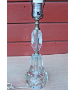 Vtg Clear Geometric Cubist Cut Glass Base Standard Table Boudoir Lamp MC... - £35.88 GBP