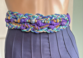 Purple and Blue Braided Belt with Metallic Shine - $25.10