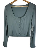 Guess Amori Button-Up Top Dusty Color Teal Women’s Smart Guess Size Large - $41.87