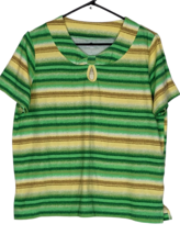 BonWorth Women&#39;s Striped Pullover Top MP Petite Greens Yellows - $14.85