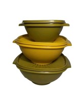 Vintage Tupperware Servalier Bowl SET Harvest Yellow Avocado Green 858 840 836 - £19.02 GBP