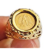Mexican Dos Pesos gold coin ring in 14k yellow gold one of a kind design... - €677,37 EUR+