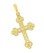 14k Yellow Gold Textured Filigree Eastern Orthodox Cross - £273.68 GBP