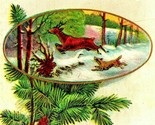 Nature Scene Dog Deer Pine Baugh Christmas Joys Embossed 1910s DB Postca... - £3.07 GBP