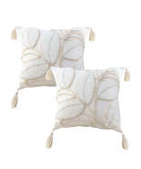 SOGA 2X 45cm Luxe Cream Quilted Pillow Cover with Tassels - $94.66 CAD
