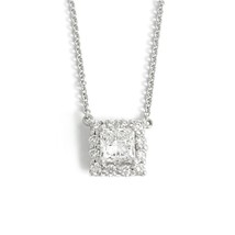 Authenticity Guarantee 
GIA Princess Diamond Square Halo Pendant Necklace 14K... - £4,792.13 GBP