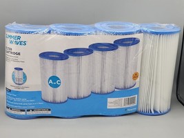 Summer Waves Pool Filter Cartridge Universal Replacement  A or C 4 Pk 8” x 4.13 - £12.86 GBP